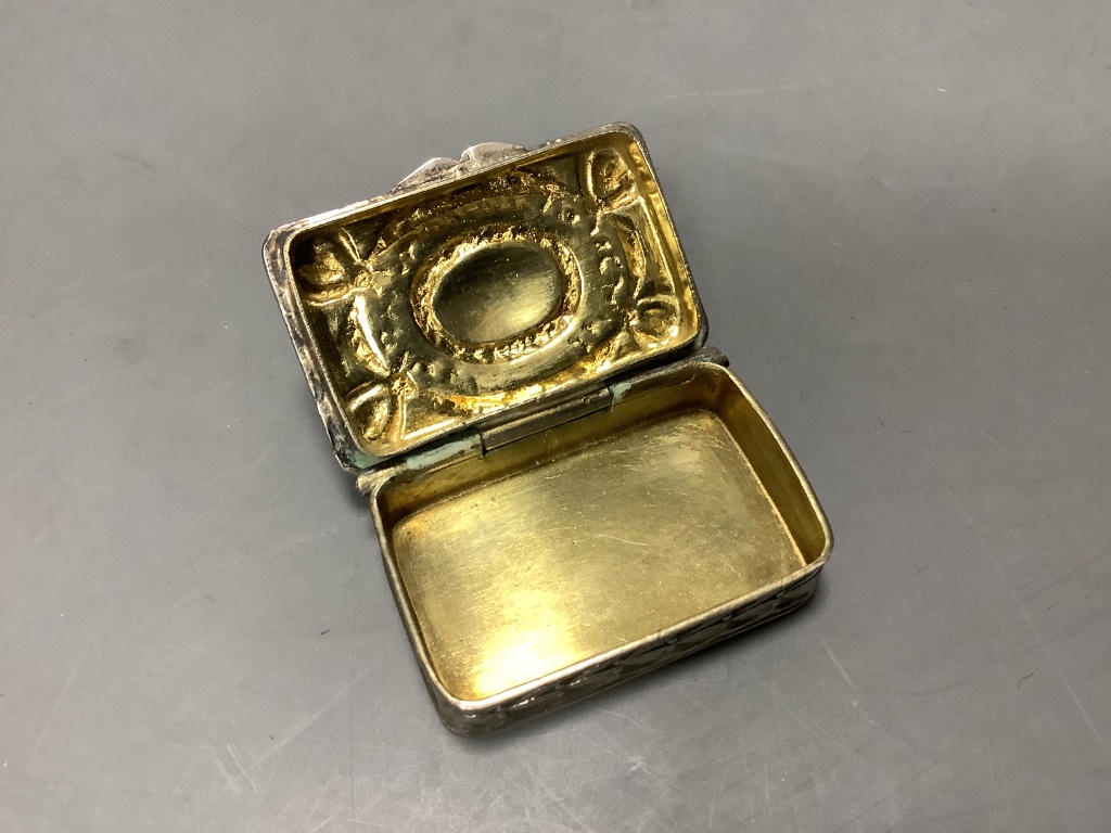 A late 19th century Hanau white metal snuff box, by Karl Kurz, 40mm.